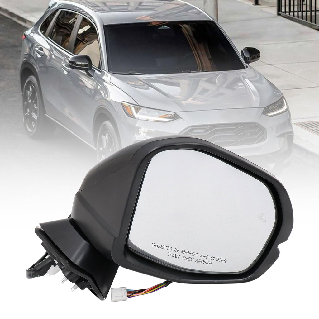 XQSMWF Passenger Right Side Door Mirror Assembly Fit for 2023-2025 Honda HR-V EX-L Sport - 8 Pins, Heated, Blind Spot, Turn Signal, Power Glass, Manual Fold - Black - Replaces 76208-3W0-A43 HO1321359