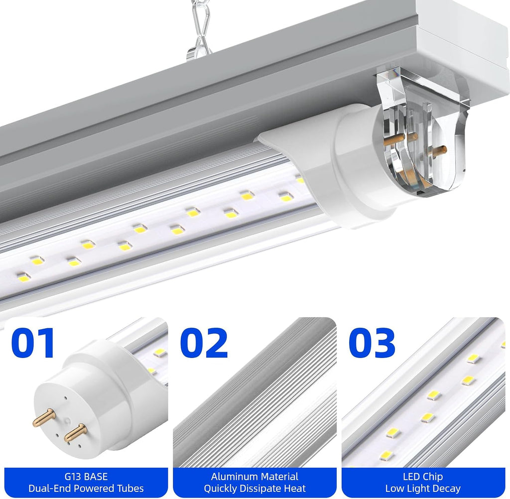 Barrina T8 LED Bulbs 4 Foot, 24W 3200LM, 6000K Bright Light, Ballast Bypass