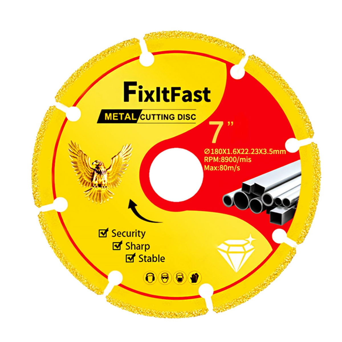 FIXLTFAST 7" Diamond Cutting Wheel Metal Cut Off Disc for Angle Grinder