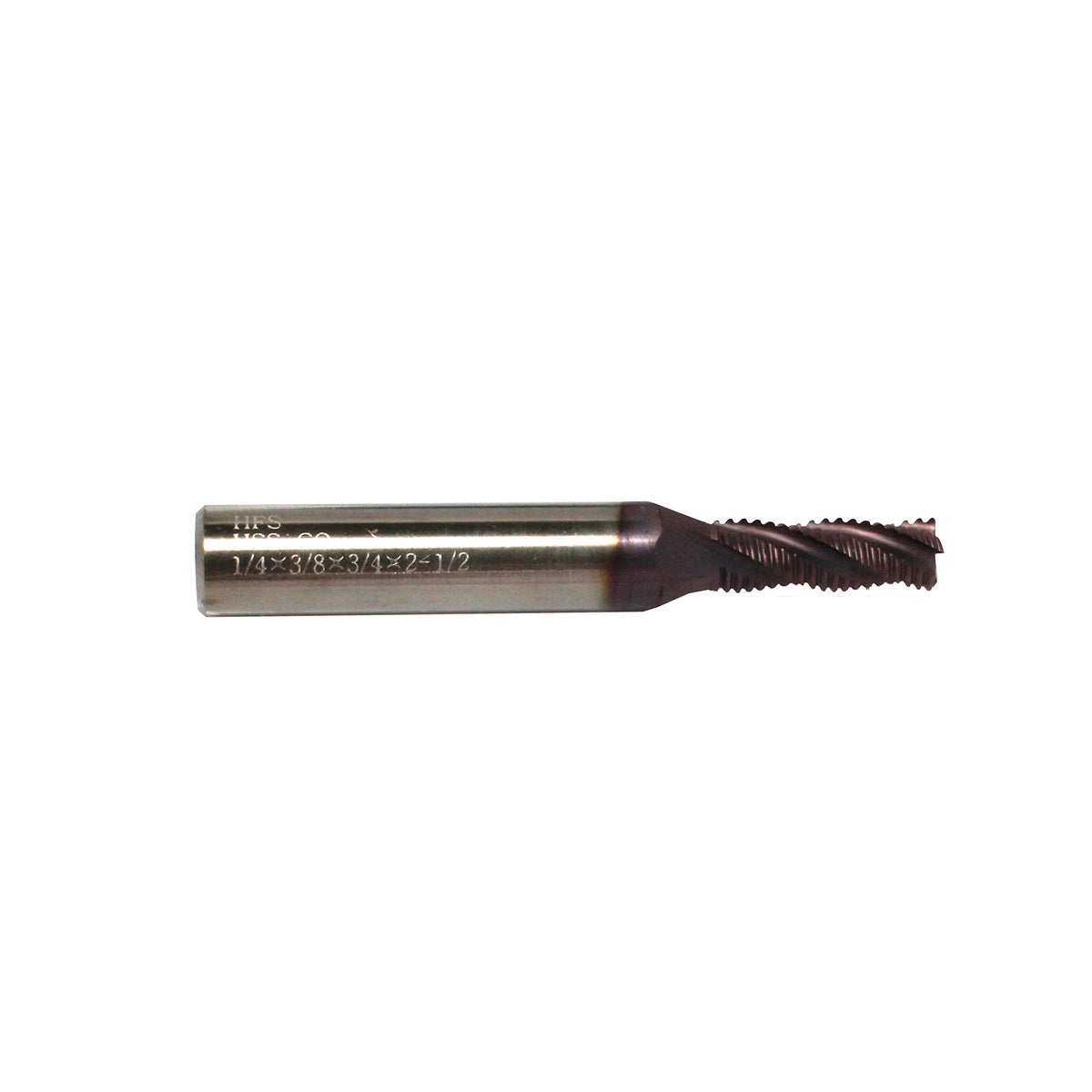 HFS(R) Roughing End Mill Square End Mill 4 Flute M42 8% Cobalt TiAlN for Steel 1/4" Dia.