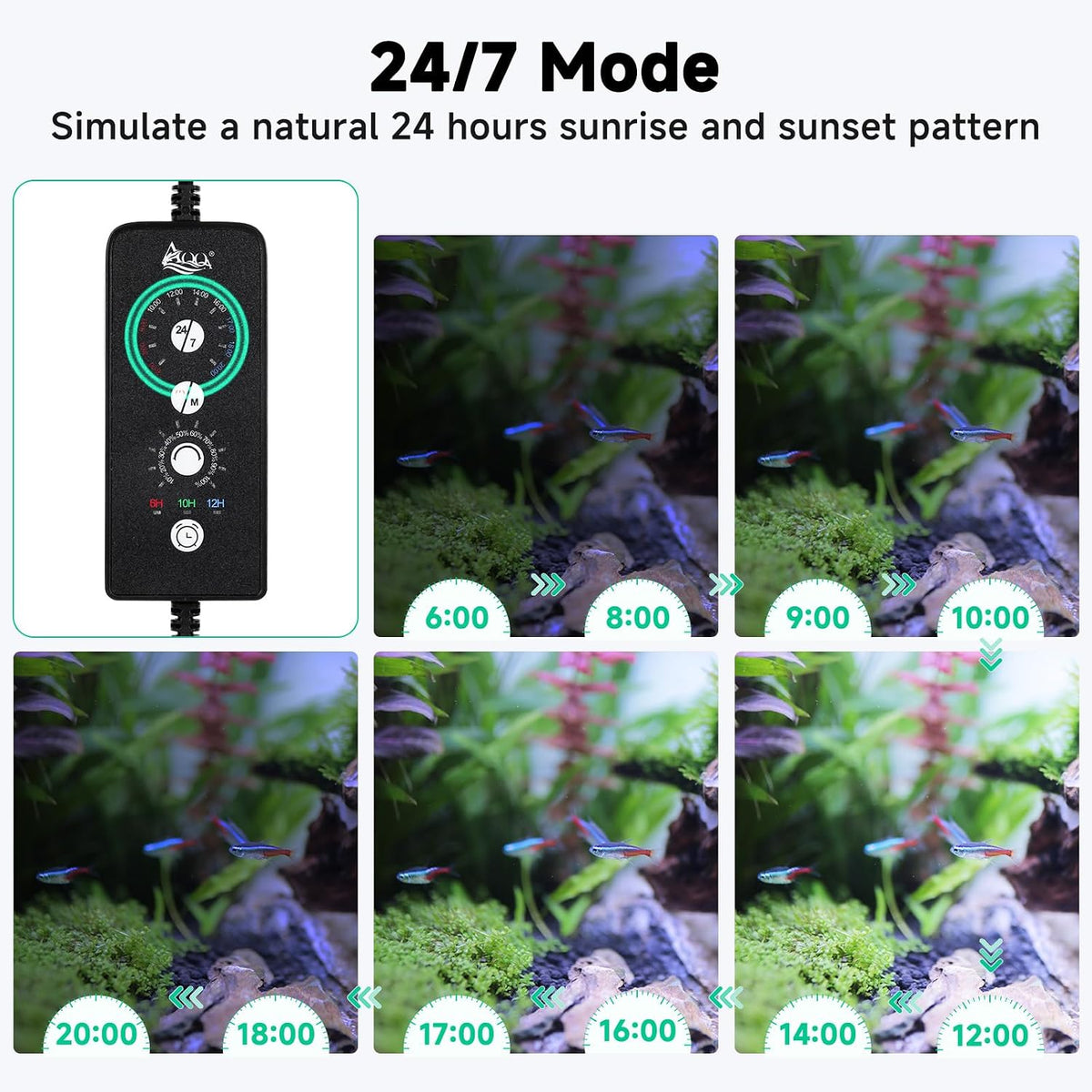 LED Aquarium Light, 24/7 & DIY Mode Full Spectrum Fish Tank Light