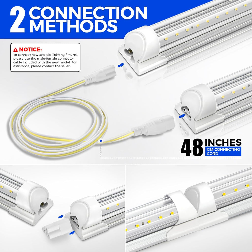 Barrina T8 LED Shop Lights 2FT, 20W 3000LM 5000K, 4 Pack, High Output Tube