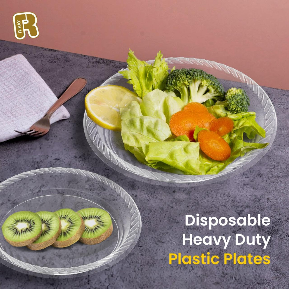 100 Pack 6 Inch Clear Plastic Plates - Heavy Duty Small Dessert Plates - Microwavable Small Appetizer Plates