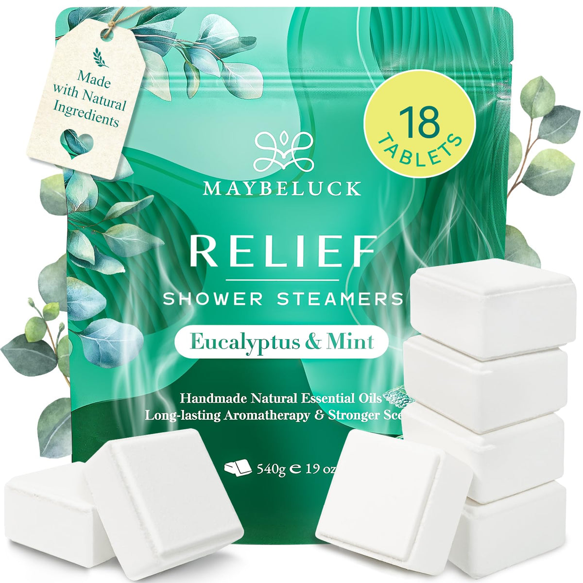 Eucalyptus & Mint Shower Steamers 18 Pack - Aromatherapy Self Care & Relief