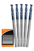 ACCUCUT I2KES 2 Flute 1/8” Carbide Square End Mill - Milling Bit Set for Aluminum, Steel, Copper, Plastic & Alloys - 35 Degree Helix, AlTiN Coating CNC Router Bit (5 pcs)