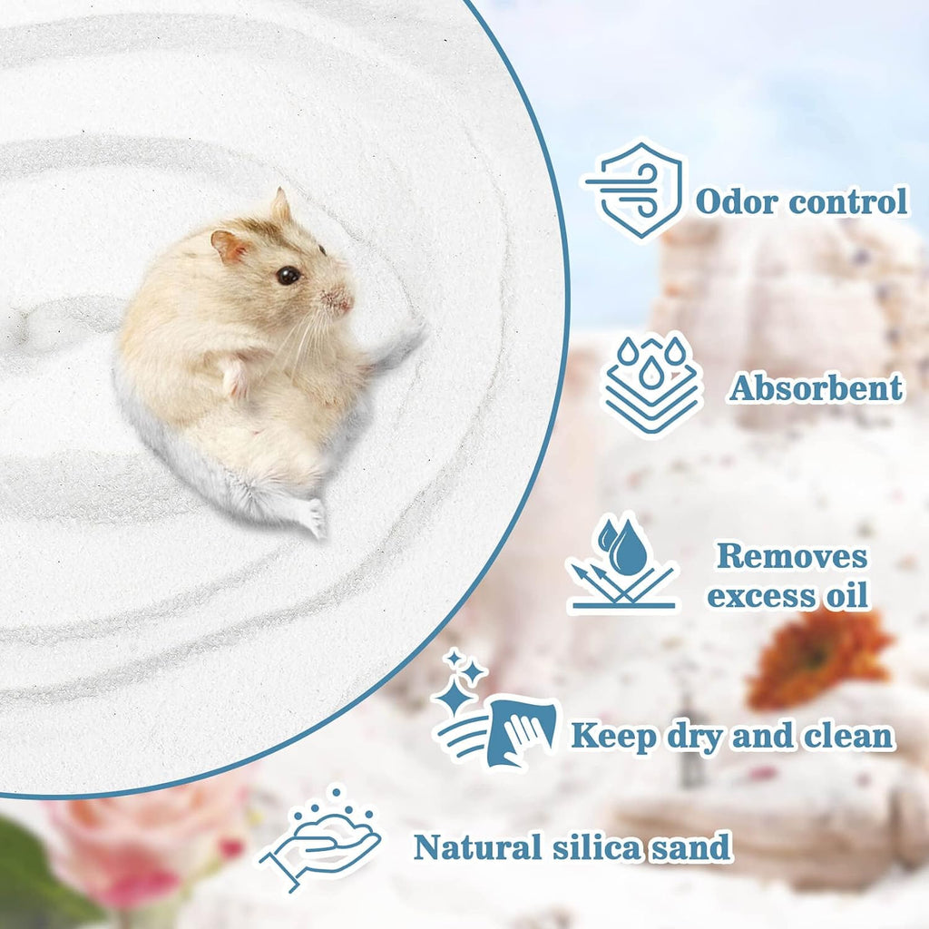 47OZ Hamster Sand Bath - White Fine Silica Sand, Hamster Soft Cleaning