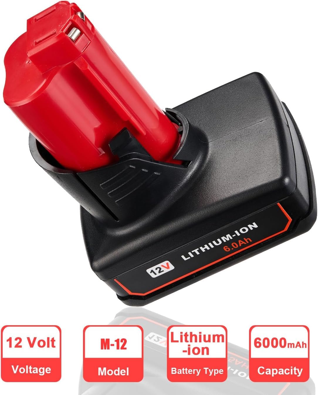 2 Pack 6.0Ah 12V Batteries for Milwaukee M12 12 Volt Power Tools