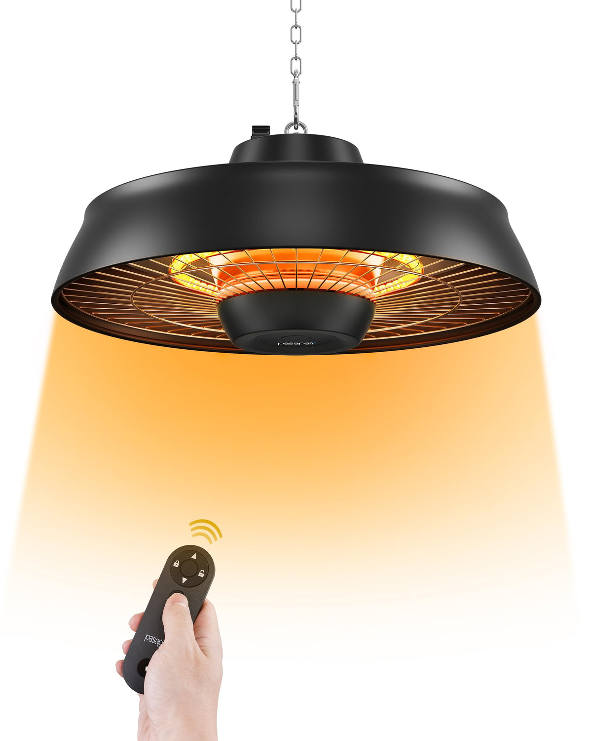 1500W Carbon Infrared Hanging Patio Heater, 3-Second Warmth, Black