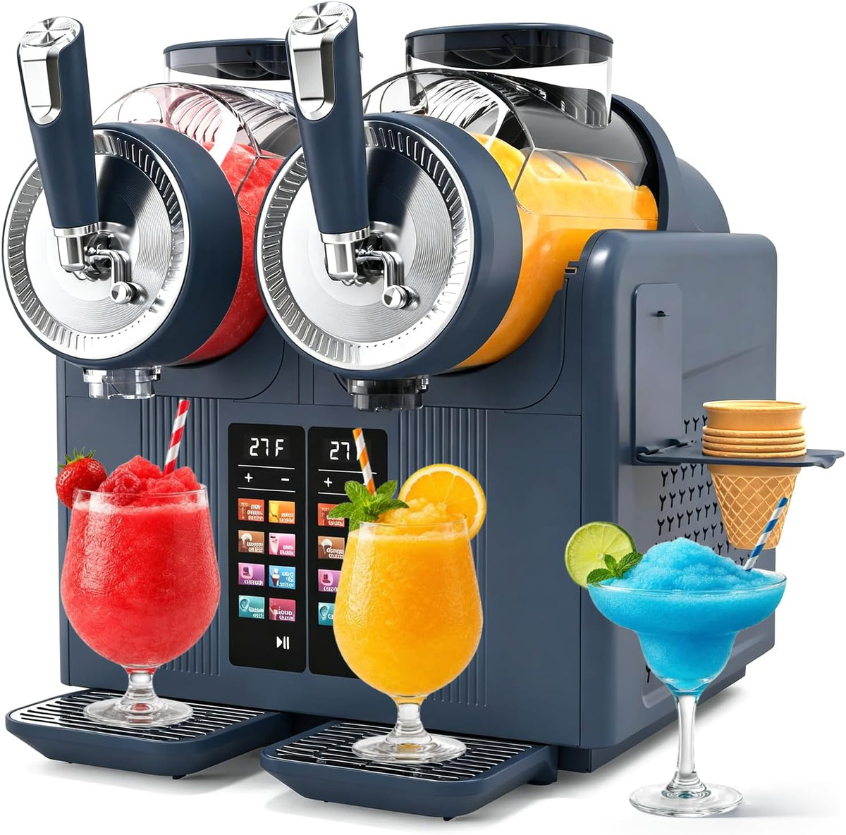 Dual Tank Slushie Machine for home,135oz Soft Serve Ice Cream Maker