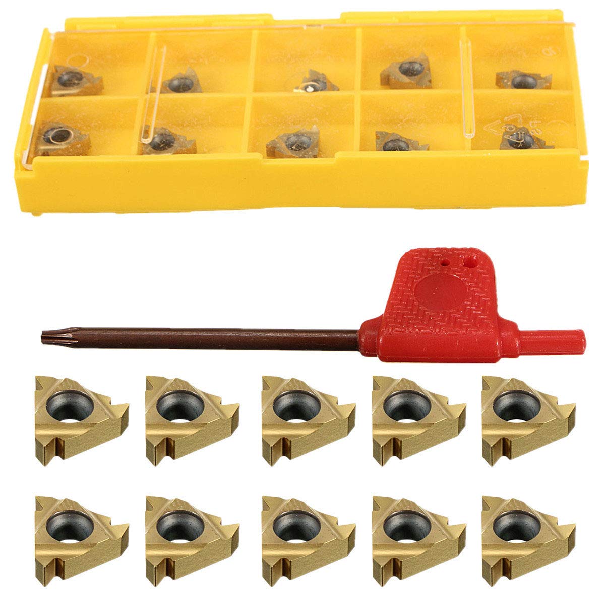 VeYocilk Lathe Threading Carbide Inserts:10 Pcs 11IR A60 1/4 Carbide Inserts for Internal Threading Holders CNC Cutting CNC Turning Tool