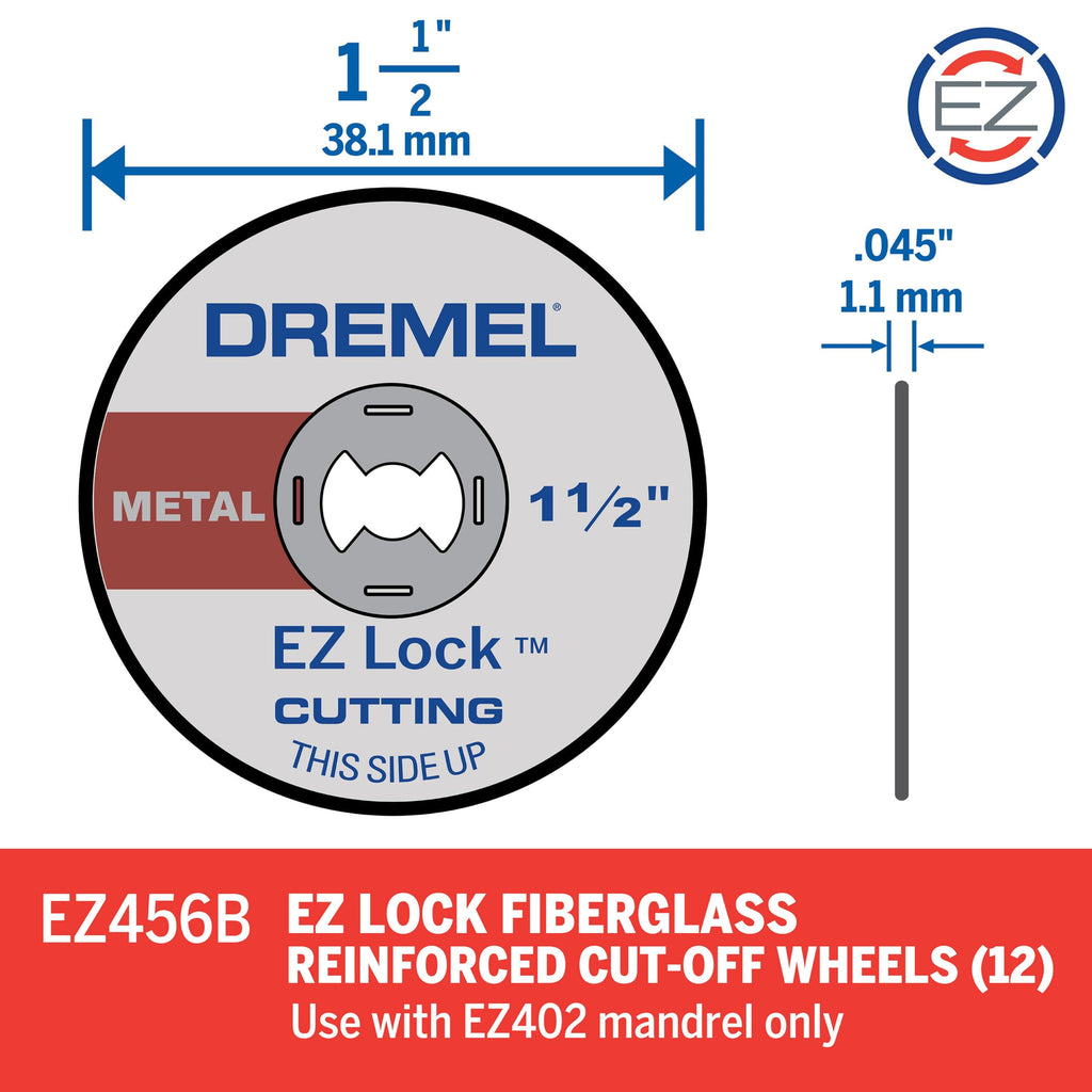 Dremel EZ456B 1-1/2" EZ Lock Rotary Tool Cutting Wheels - 12 Pieces