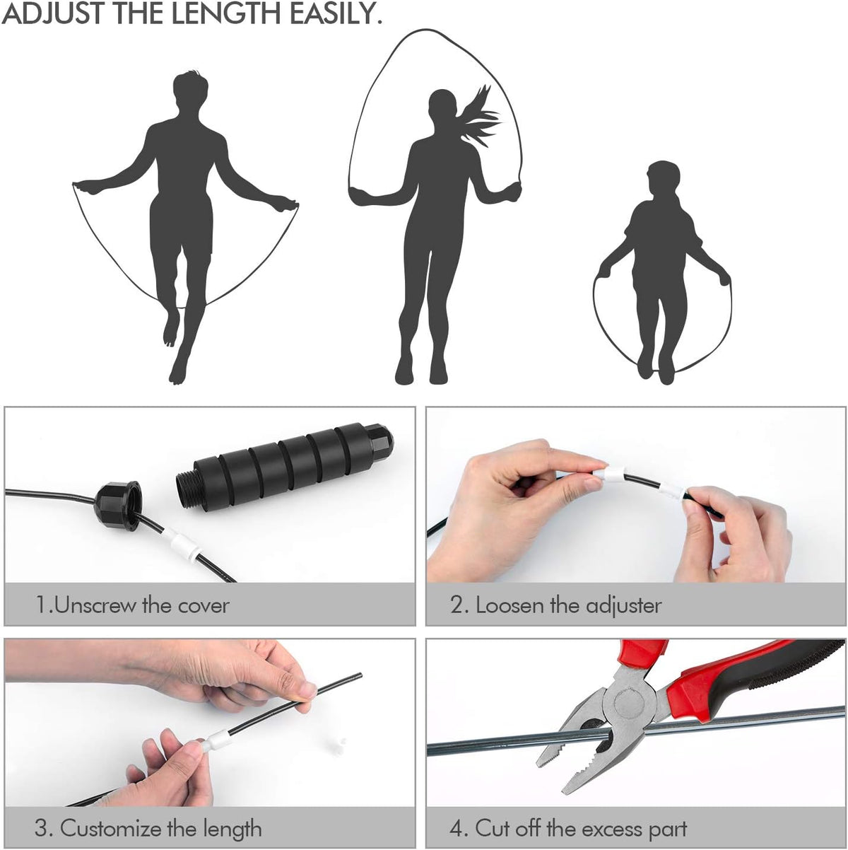 Jump Rope, Tangle-Free Rapid Speed Jumping Rope Cable with Ball Bearings for Women, Men & Kids, Adjustable Steel Jump