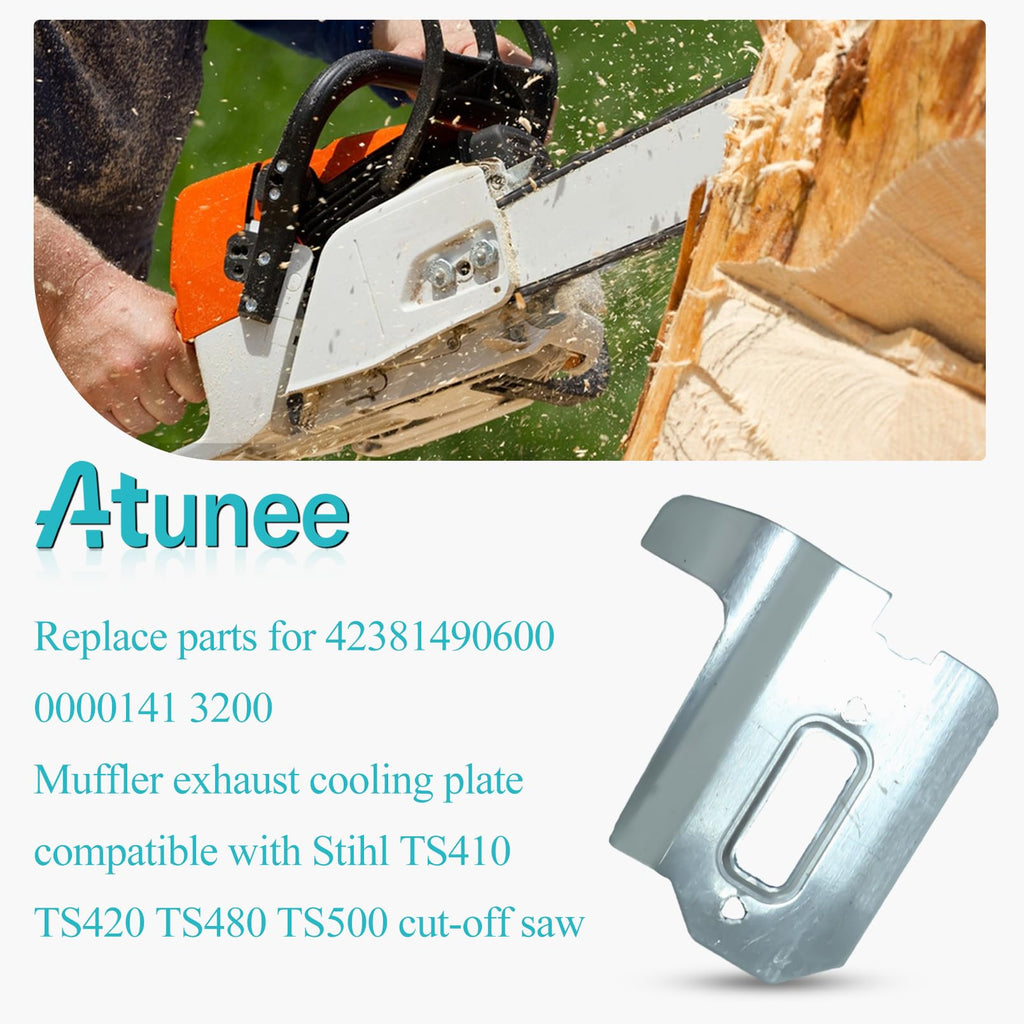 Atunee TS410 Muffler Exhaust Cooling Plate for TS420 TS480 TS500 Cut-Off Saw with Muffler Gasket Screw Replace 0000 141 3200 4238 149 0600