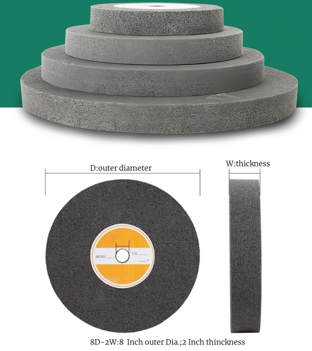 WKSTOOL 8 Inch Dia.Nylon Fiber Abrasive Polishing Buffing Disc,1 Inch Thick,150Grit,14P,Heavy Duty Grinding Removal Brushed Wheels for Metals Iron Copper Hardware Bench Grinder Polishing Deburring