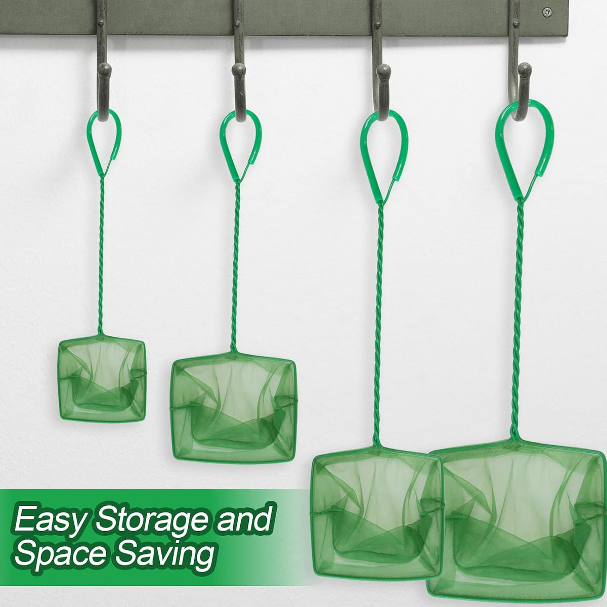 Aquarium Fish Net, 4 Pack, 4 Sizes (3in, 4in, 5in, 6in)
