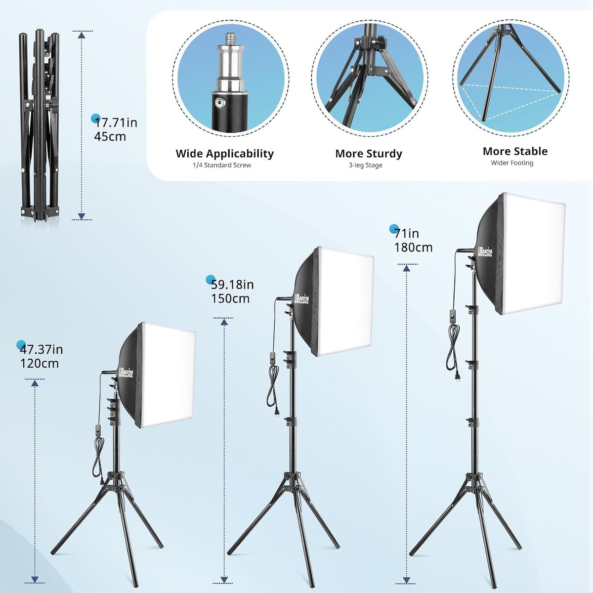 Softbox Photography Lighting Kit, 16” x 16” Continuous Lighting Kit with 40W E27 Socket 6500K Bulb, Professional