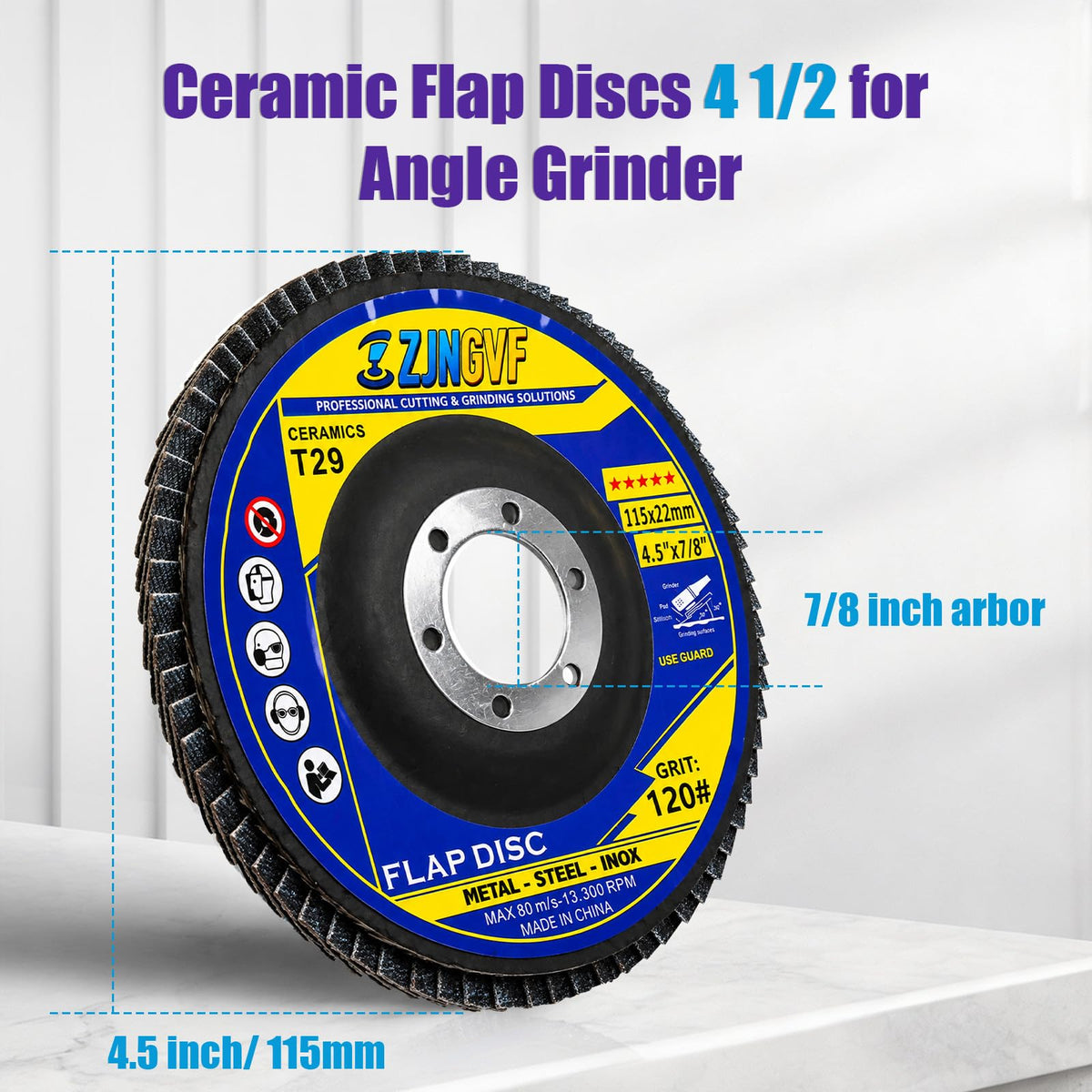 ZJNGVF Flap Discs 4 1/2 for Angle Grinder Self-Sharpening Purple Ceramic