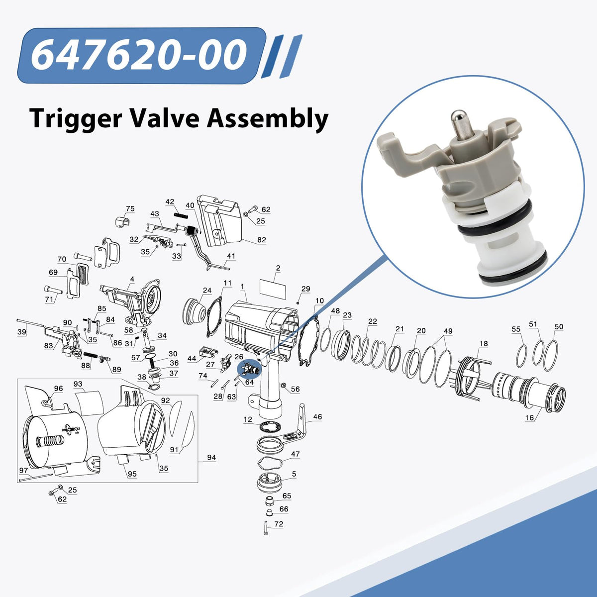 yrjns 2 Pack 647956-00 Trigger Valve Assembly for Porter Cable N566148 DA250C FN250C 641011-00 647620-00 Compatible with D51238 D51256 D51275 D51276 D51321 D51430