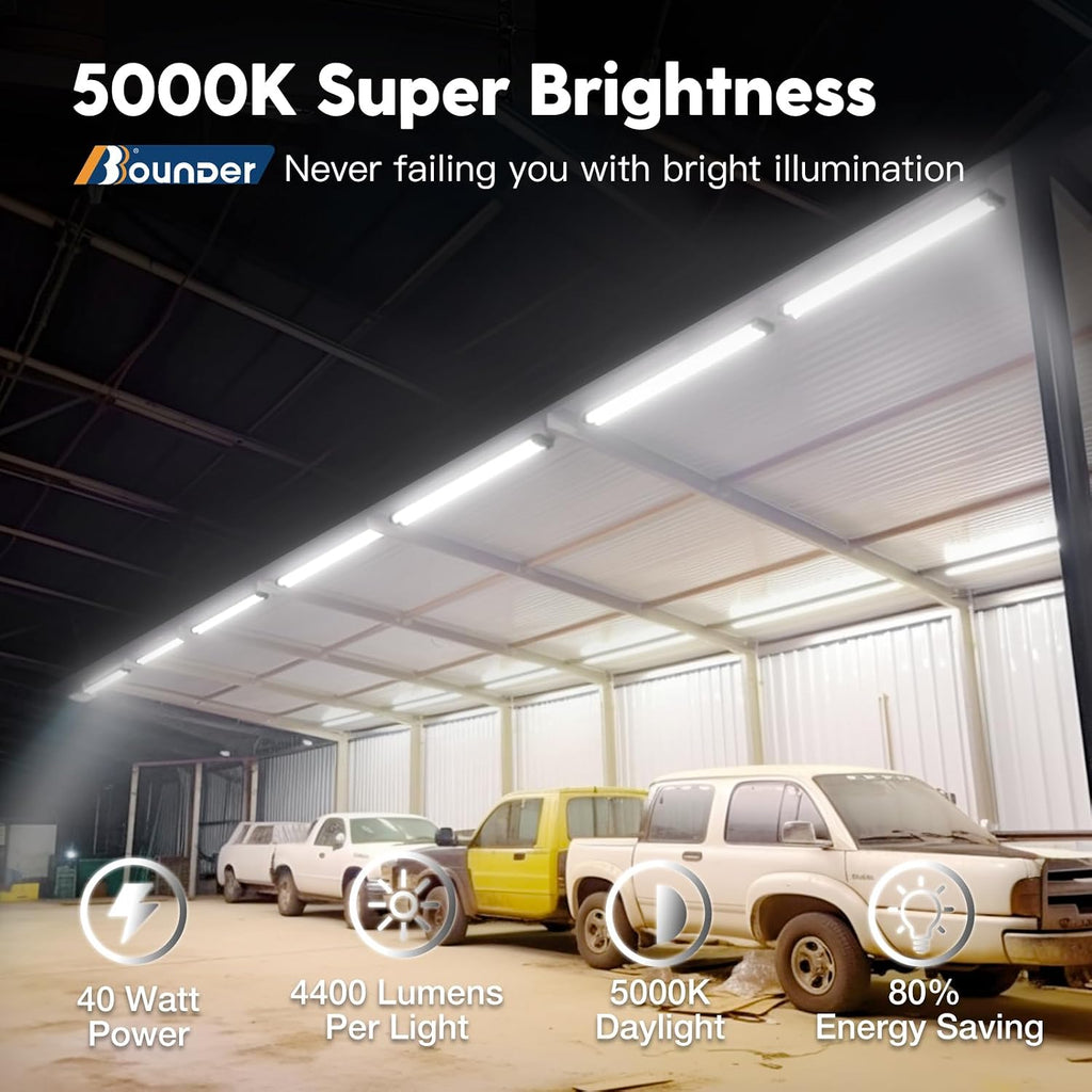 BBOUNDER 12Pack 4FT LED Shop Light, Reflector, 6500K Linkable, 40W=250W ETL