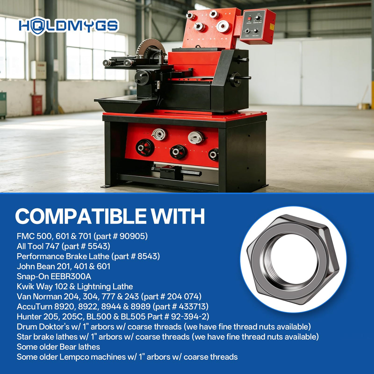 HQLDMYGS 1in Left Hand Coarse Thread Brake Lathe Arbor Nut