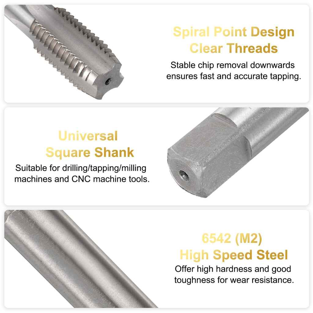 uxcell 5/8-11 UNC B2 Spiral Point Thread Tap, Screw Tap Threading Tapping Tool, High Speed Steel Machine Taps Tapping Bit