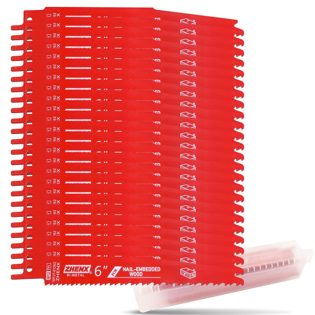 25 Pack 6/12tpi 6 Inch Reciprocating Saw Blades Wood with Nails Cutting