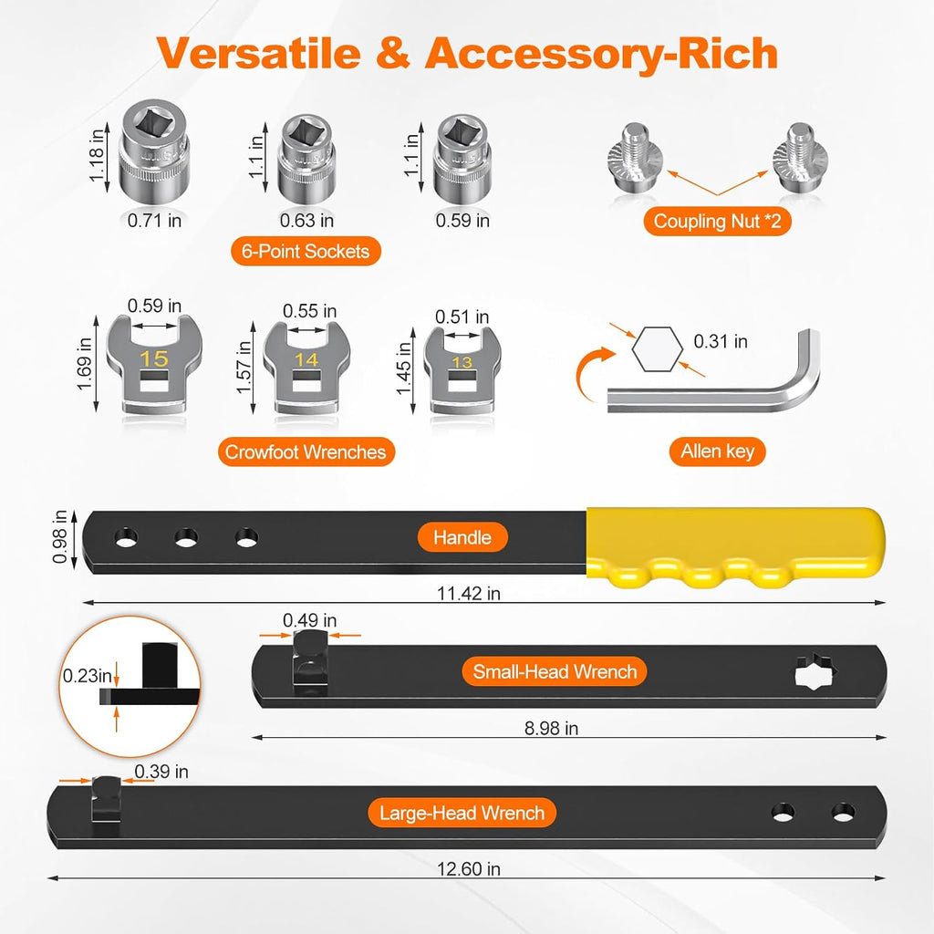11-Piece Serpentine Belt Tool Kit, Automotive Tensioner Wrench Set