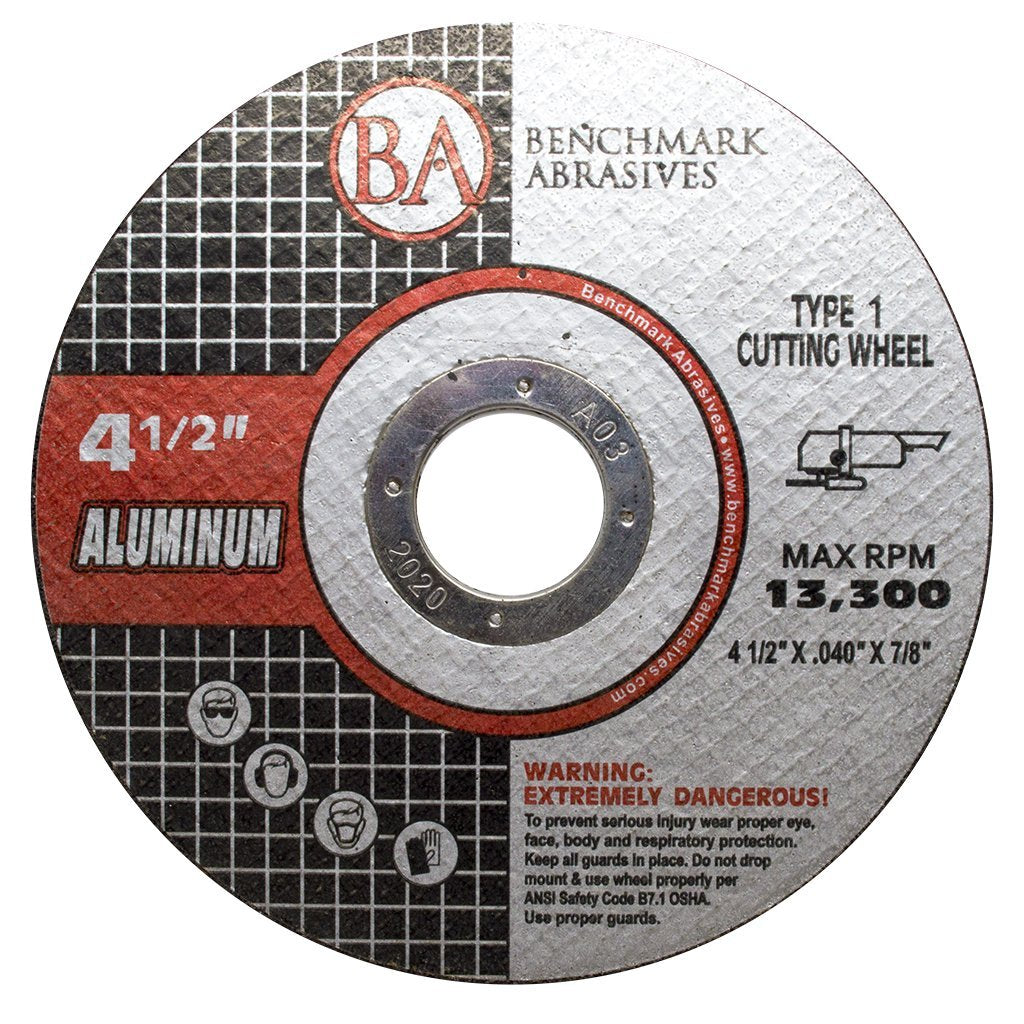 Benchmark Abrasives Grinder Cut Off Wheels 4 1/2 Inch Aluminum Oxide Thin Type 1 Angle Grinder Cutting Disc for Aluminum, Copper - with 7/8" Arbor Hole, Fast Grinder Cutting Wheel - 50 Pack