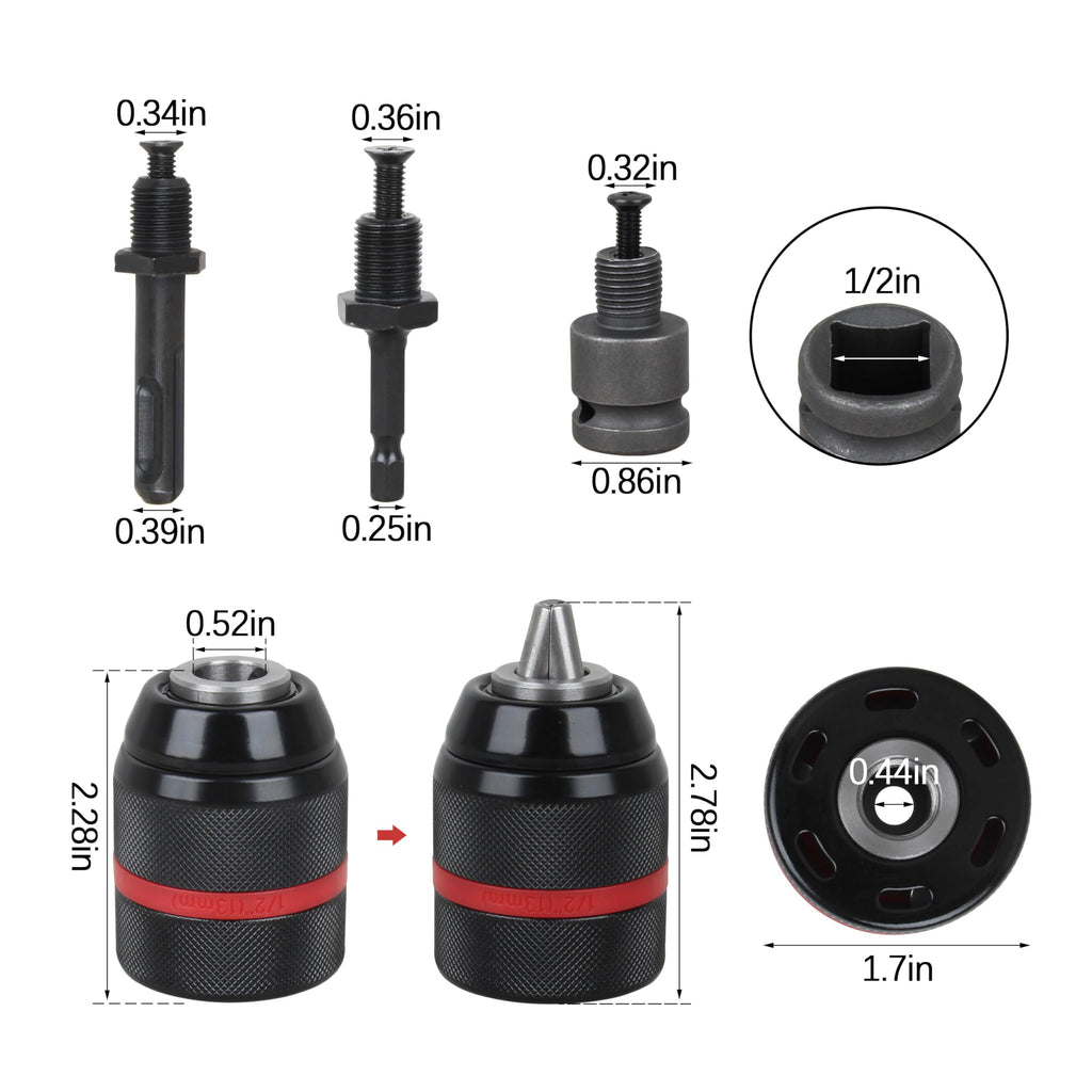 Zfegto Keyless Drill Chuck Compatible with Milwau-kee,Impact Wrench Adapter