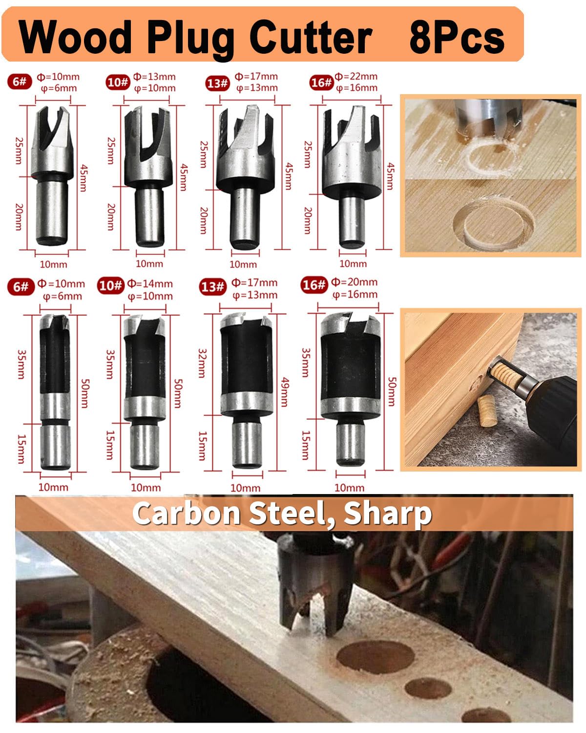 SHITIME 34 Pack Woodworking Chamfer Drill Bit Set with Countersink Bits