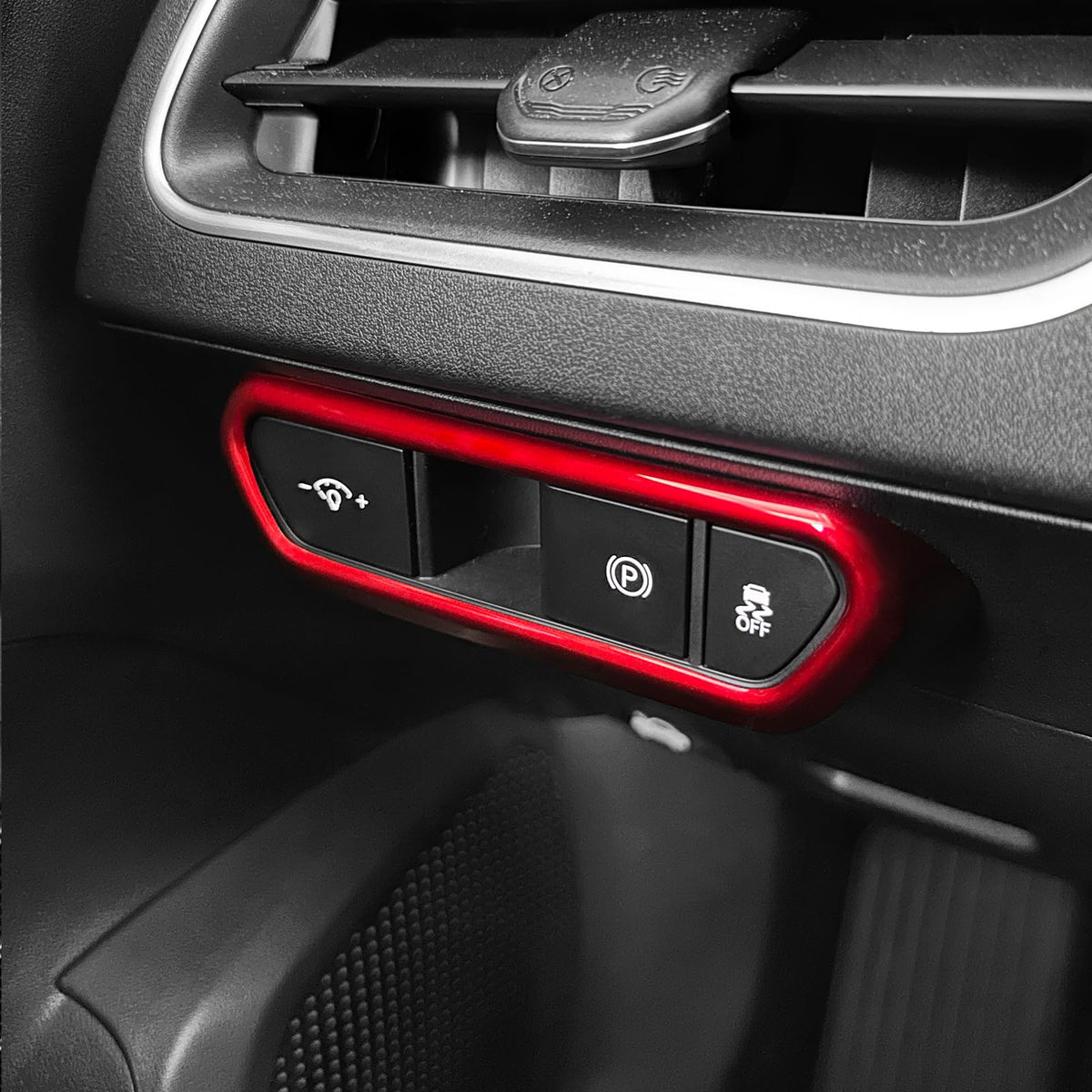 JUIVEEL Headlight Adjustment Switch Button Cover Trim,Front lamp Adjusting Part Cover Compatible with Kia K4 2025-2026 Accessories (Glossy Red Style)