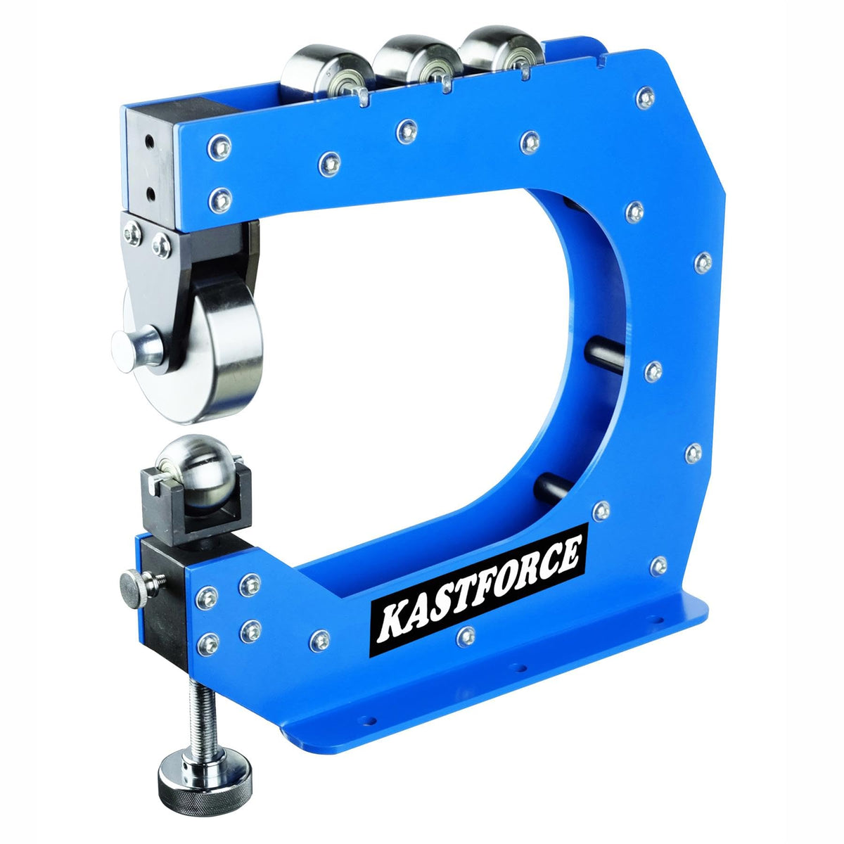 KASTFORCE KF5018 Professional Benchtop English Wheel Metal Fabrication Tool 12" 305mm Throat Depth Forms up to 16 Ga 1.5mm Mild Steel, 4 Lower Die with Radius 1", 2", 3", 5", Hardness HRC35