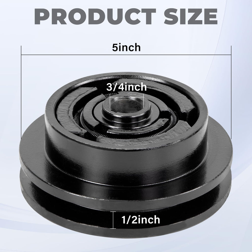 Centrifugal Clutch 5" Single Pulley 1/2" V-Belt 3/4" Bore Compatible with Wacker VP1340 VP1350 VP1750 Plate Compactors, Honda GX160 or GX200 Engine Shafts
