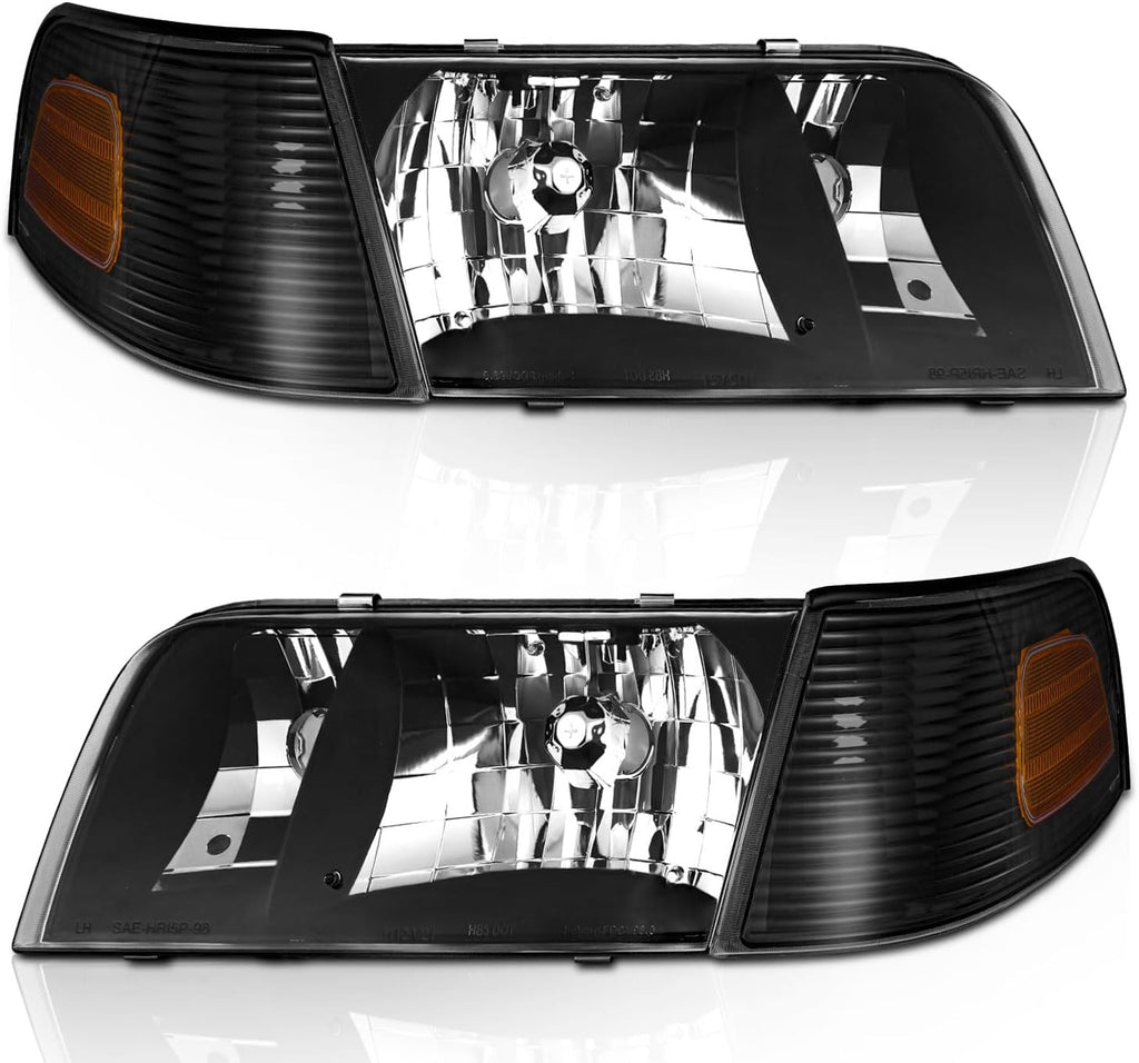 WEELMOTO Headlights for 1998-2011 Ford Crown Victoria W/Corner Lights