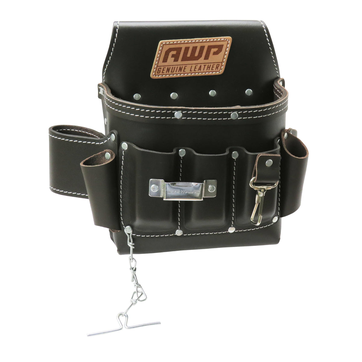 7 Pocket Electrician Leather Tool Pouch, 1 Work Bag, Brown