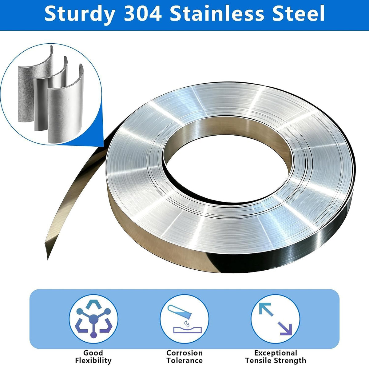 Metal Banding Strapping Kit Includes 200 ft Length 304 Stainless Steel Strapping 100 Metal Buckle a Strapping