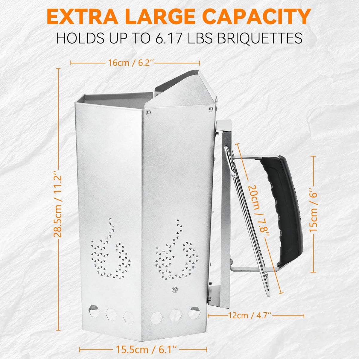 Heavy Duty Charcoal Chimney Starter with 50 PCS Wood‑Wool Stick