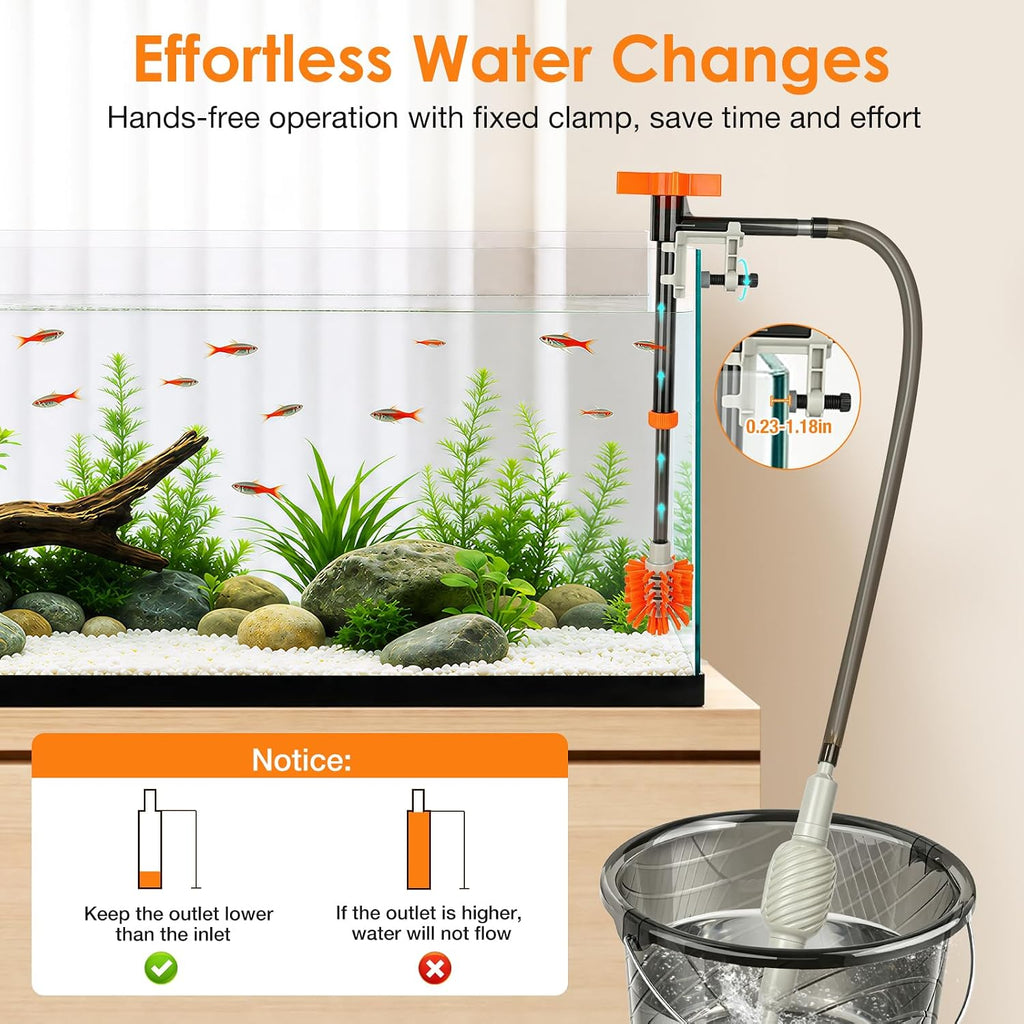 Aquarium Siphon Gravel Cleaner Manual Water Changer Kit, Medium
