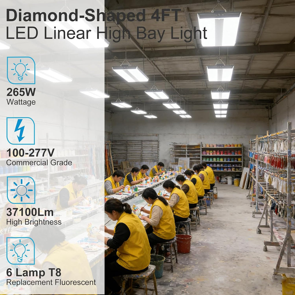 Lightdot LED Linear High Bay Shop Light, 4FT 265W, UL Complied -2 Pack