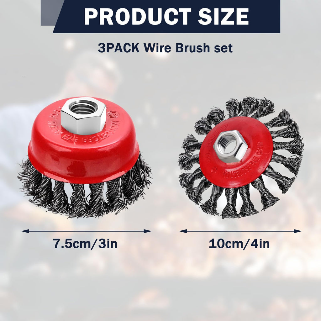 MIKILIKIEN 3 Pack Wire Wheel Brush for Angle Grinder