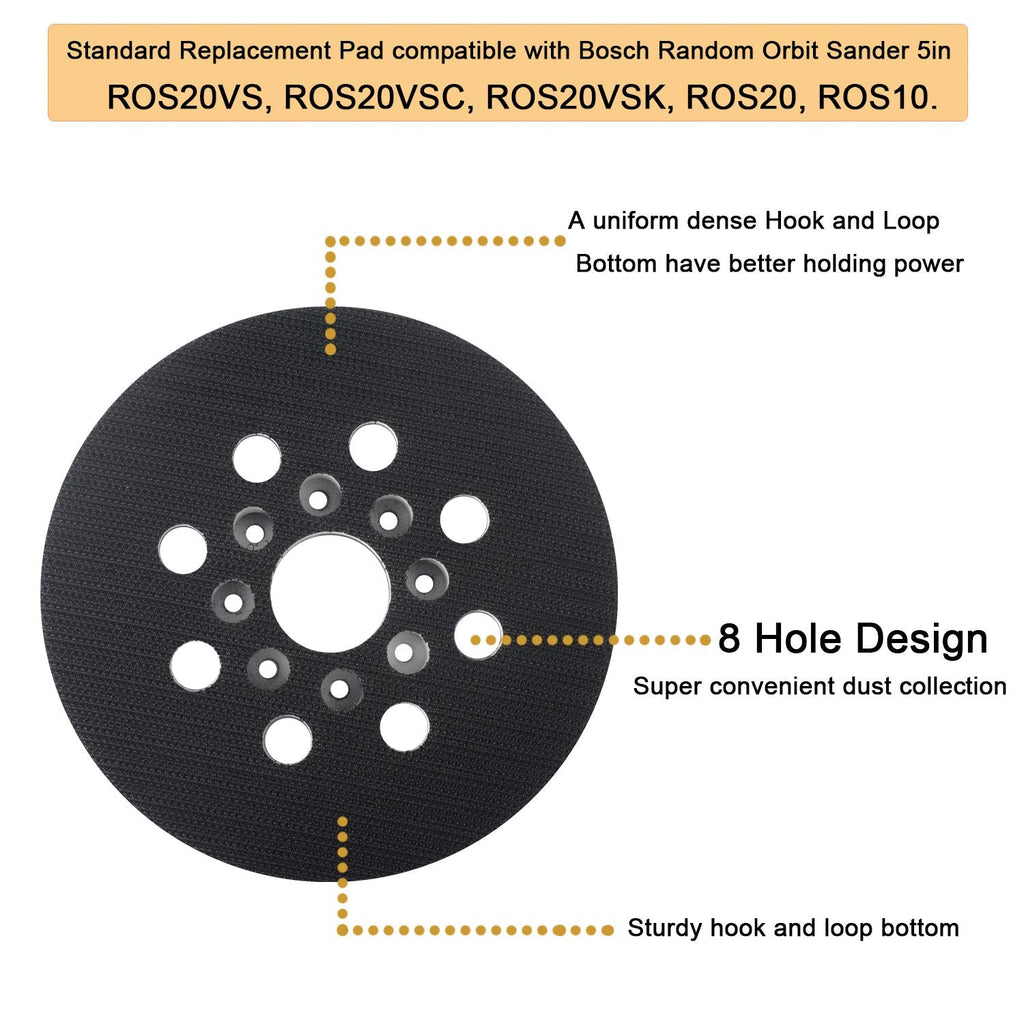 5”ROS20vs Replacement Sanding Pad Compatible with Bosch Orbital Sander,2PC