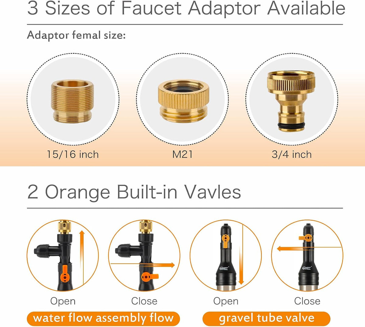Upgrade Aquarium Water Changer Kit, Semi-Automatic Fish Tank Gravel Cleaner, with 25 FT Water Hose, Flow Control Valve