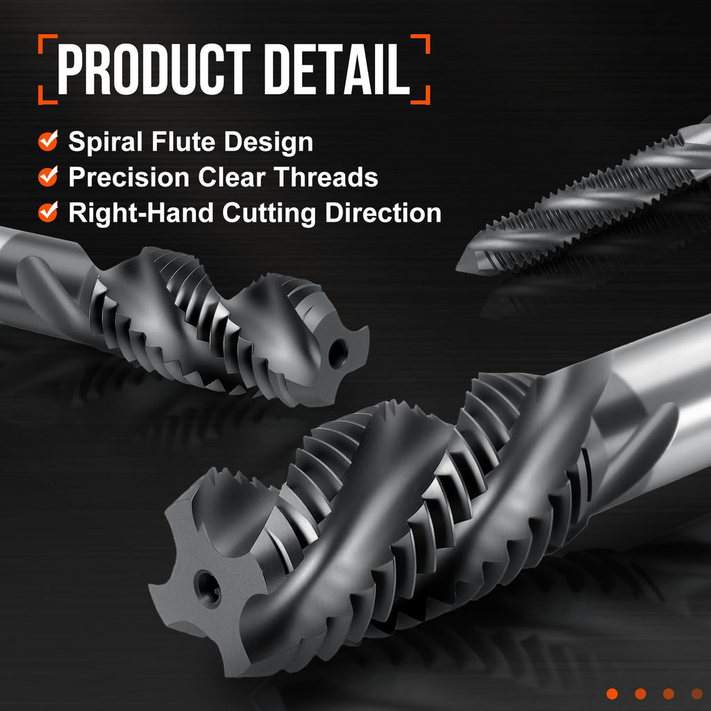 Workkyma Spiral Flute Tap M6 x 1 HSS M2 Titanium Carbon Nitride Coating