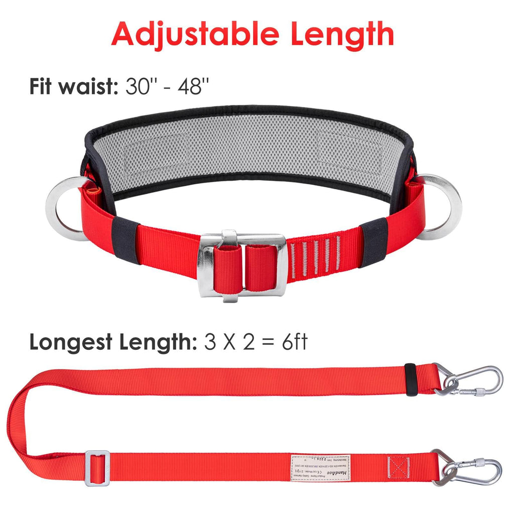climbing Safety Belt with Padded Waist Pad and Adjustable Lanyard
