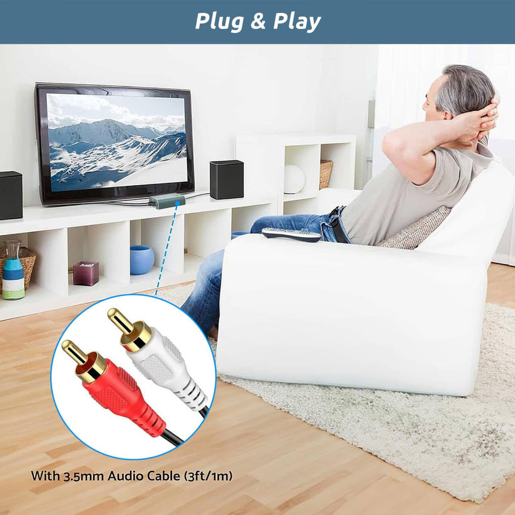 192kHz DAC Audio Converter Digital to Analog Audio Converter, 7ft/2.1m Optical Audio to 3.5mm RCA AUX Cable, Optical