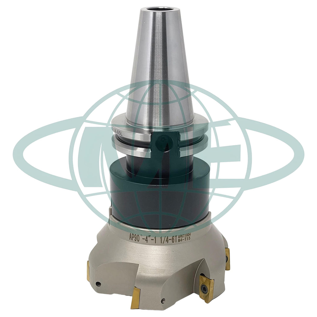 CME 4" 90° Indexable Face Mill w/ CAT40 Arbor, APKT1604 Inserts Included, 6 Flutes