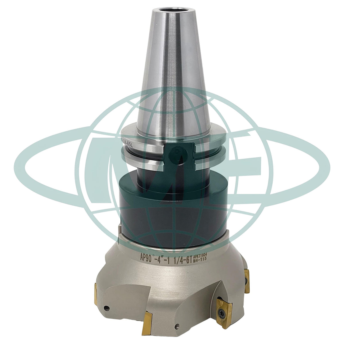 CME 4" 90° Indexable Face Mill w/ CAT40 Arbor, APKT1604 Inserts Included, 6 Flutes