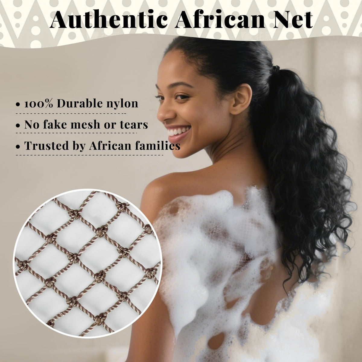 African Net Sponge Authentic-4 Packs African Exfoliating Net Sponge,Bath Sponges for Shower,42 inch Long for Normal