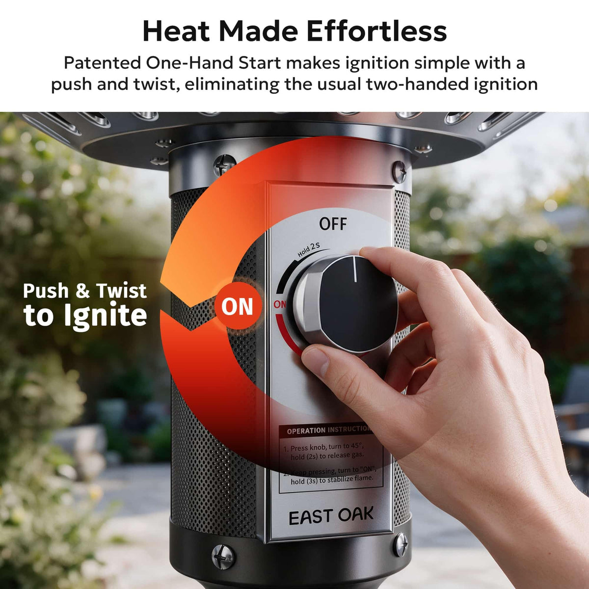 Outdoor Propane Patio Heater 50,000 BTU with One-Hand Ignition