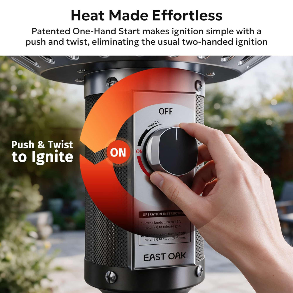 Outdoor Propane Patio Heater 50,000 BTU with One-Hand Ignition